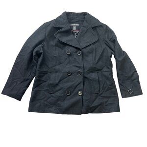 Lane Bryant Black Wool Double Breasted Pea Coat Women's Plus Size 18/20 Outdoors